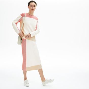 Lacoste Colorblock Pencil Skirt Dámské - Sukně Bílé / Světle Hnědé / Červené | CZ-XcdFdv